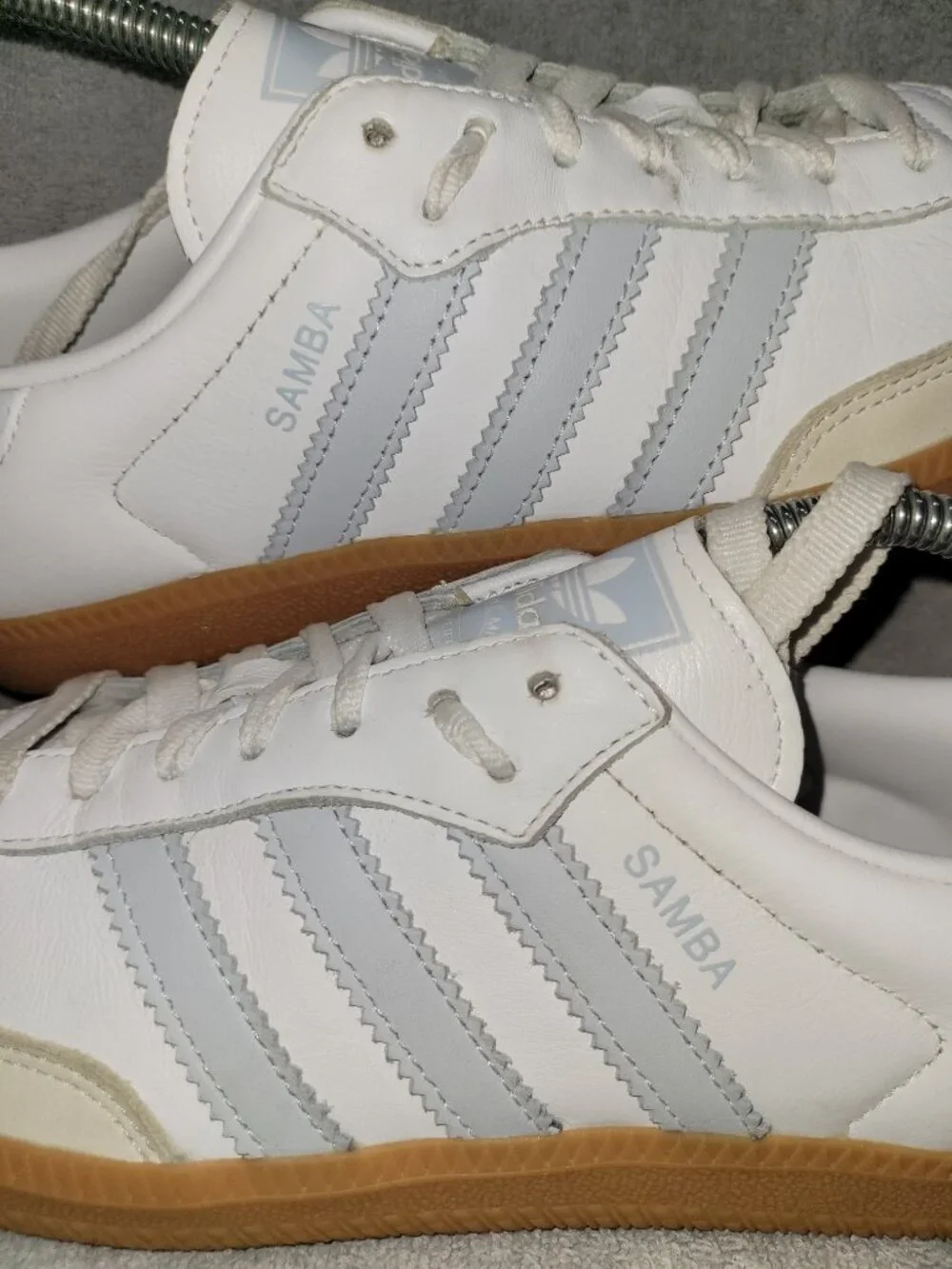 Adidas Samba OG Cloud White Halo Blue Tan Shoes IE0877 Women's/Ladies Size 9.5